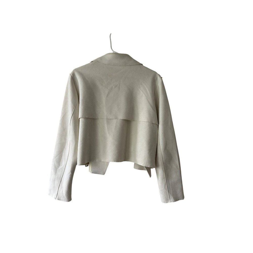 Banana republic vegan suede jacket Open Front Cropped Beige Size L - Picture 2 of 8